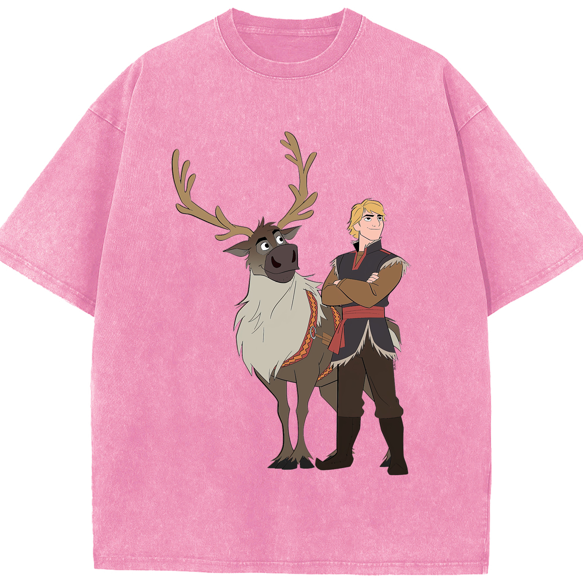 （画像用） アナと雪の女王 アンナ エルサ Frozen Anna Elsa 綿100% ヴィンテージ風 半袖Tシャツ（フロントプリント）